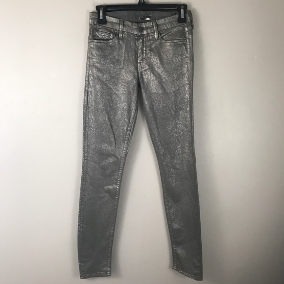 MOTHER Denim - Mother the looker skinny Jeans gunmetal glimmer 26